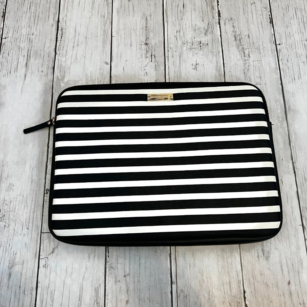 Kate Spade Saffiano Black & White Stripe Tablet Laptop Case